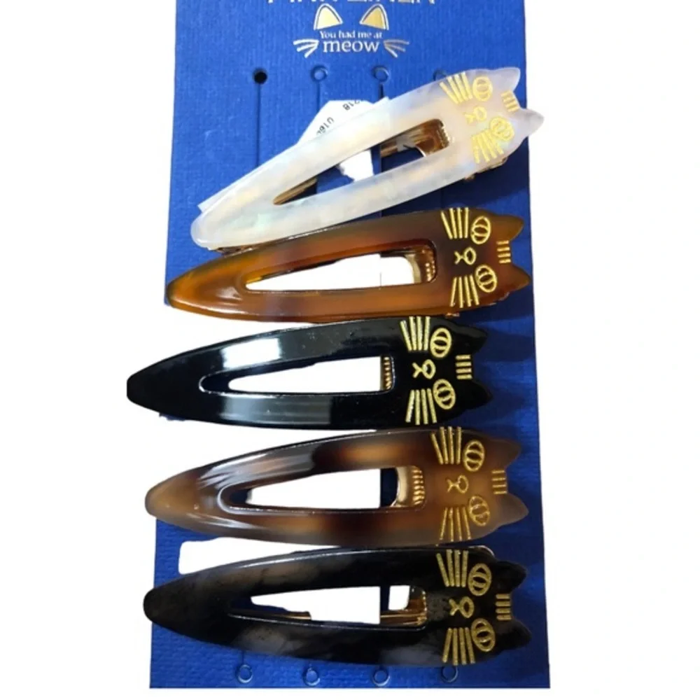 10piece cat themed‎ “you had me at meow” assorted hair clips new